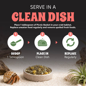 Instructions for using Picnic Basket hermit crab food