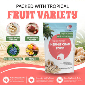 Hermit crab food with tropical fruit ingredients