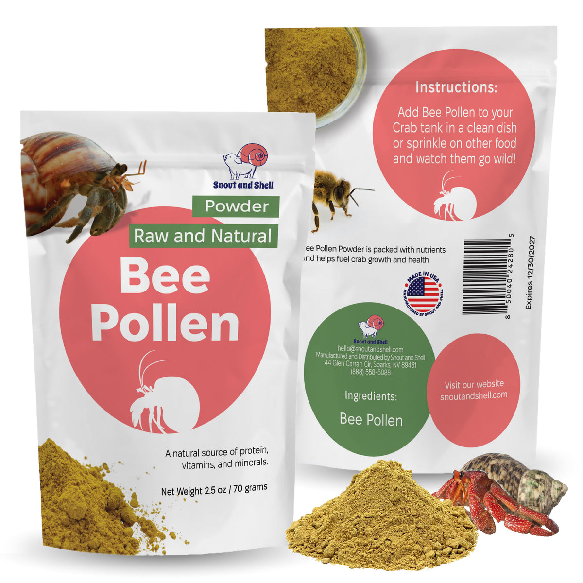 Bee Pollen Powder for Hermit Crabs - 2.5 oz