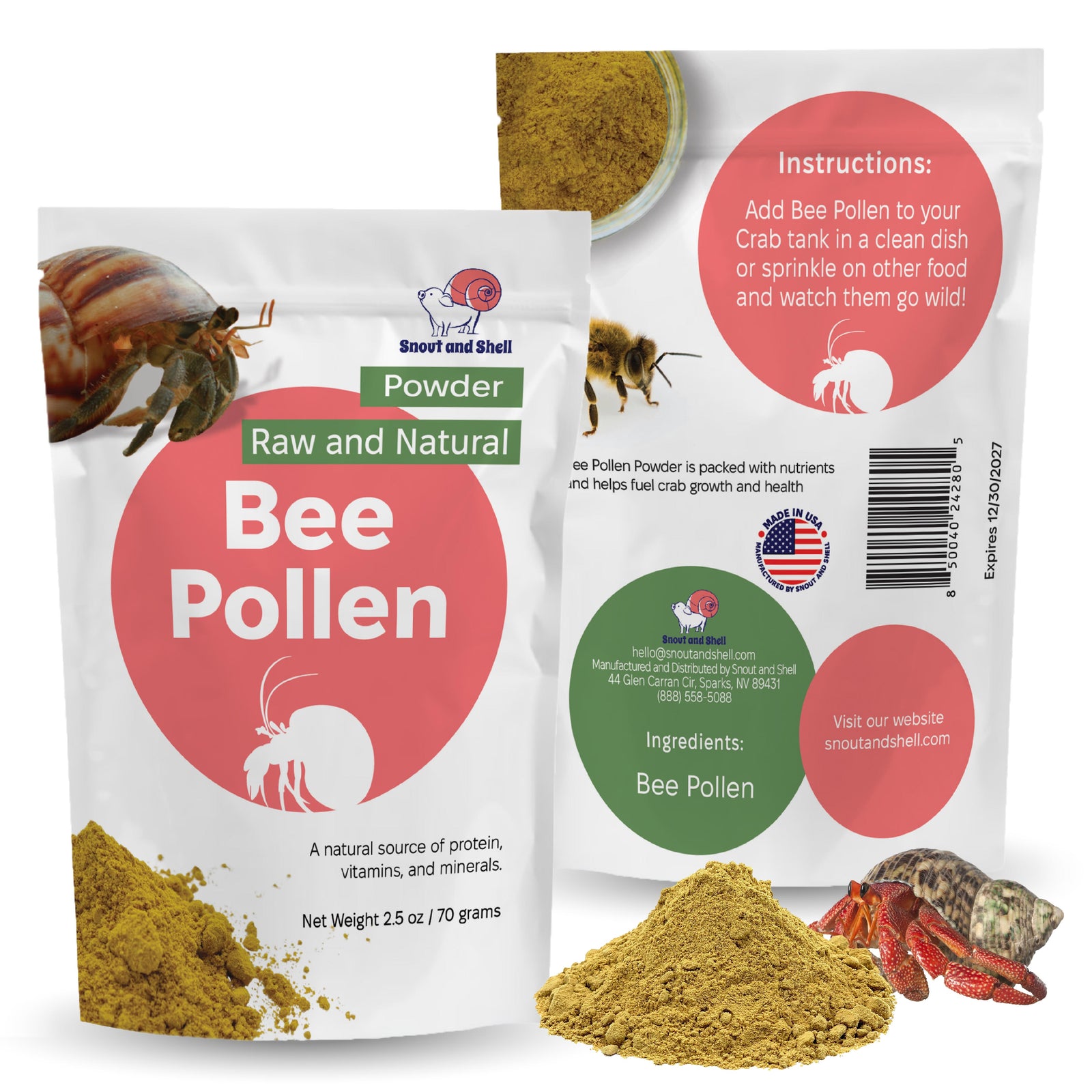 Bee Pollen Powder for Hermit Crabs - 2.5 oz