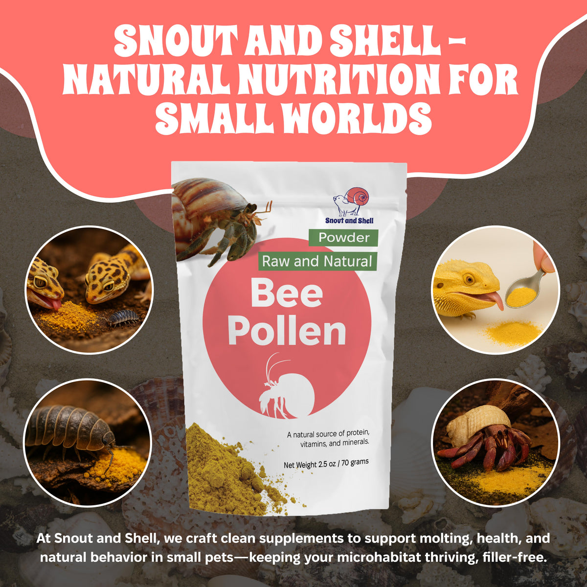 Bee Pollen Powder for Hermit Crabs - 2.5 oz