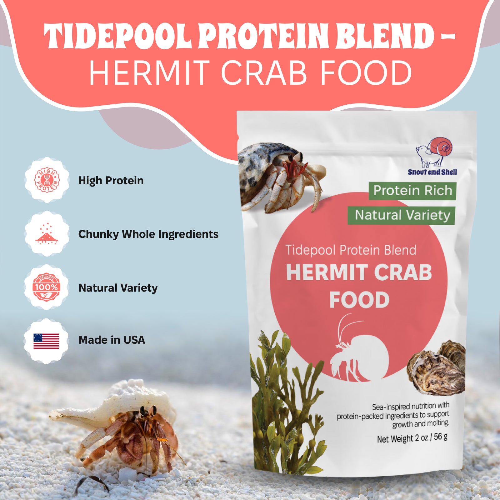 Tidepool Protein Blend Hermit Crab Food – 2 oz / 56 g