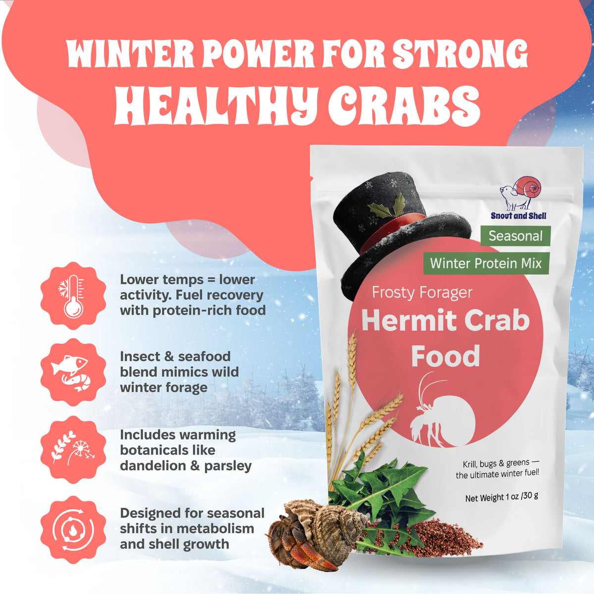 Frosty Forager Winter Protein Mix Premium Hermit Crab Food - Limited Edition