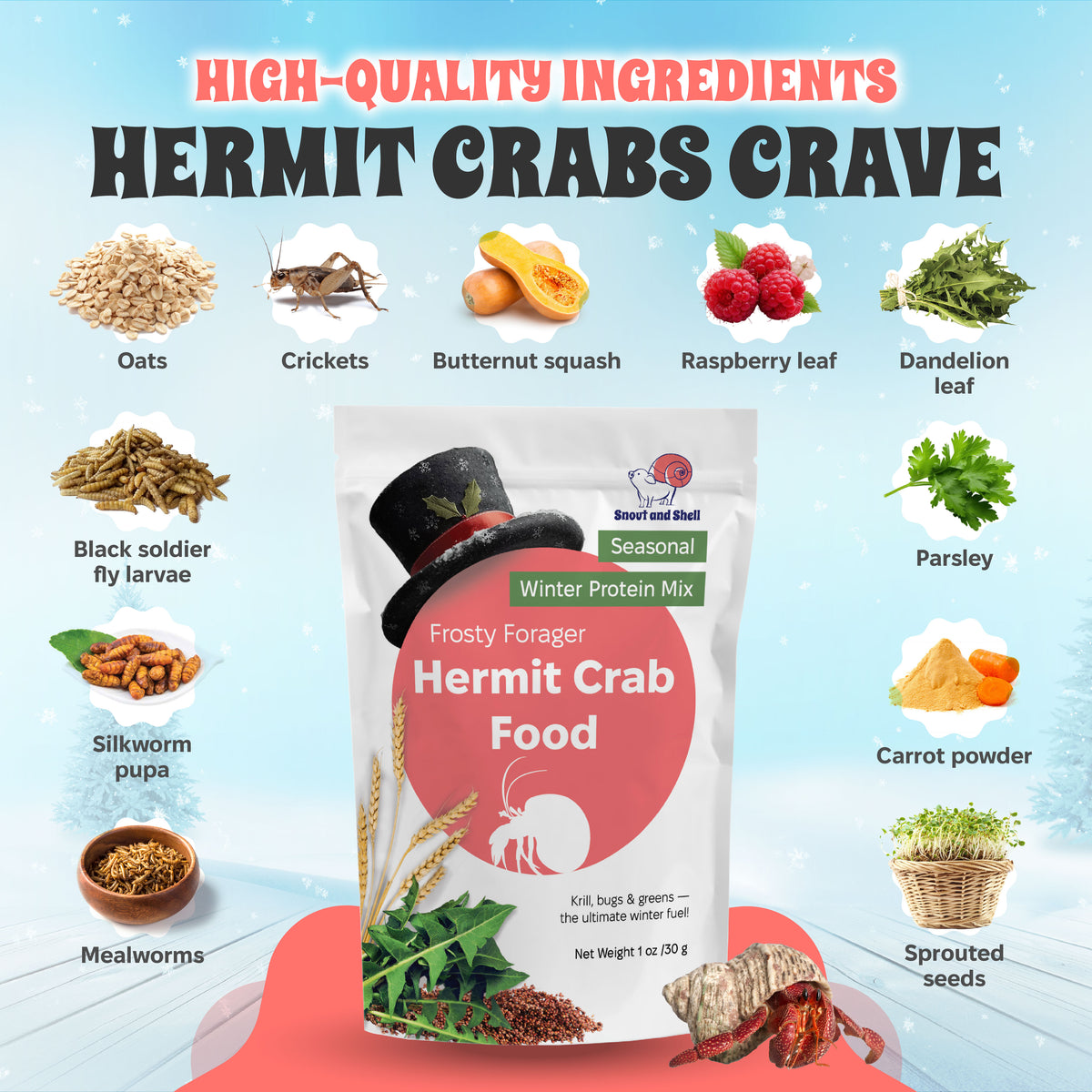 Frosty Forager Winter Protein Mix Premium Hermit Crab Food - Limited Edition