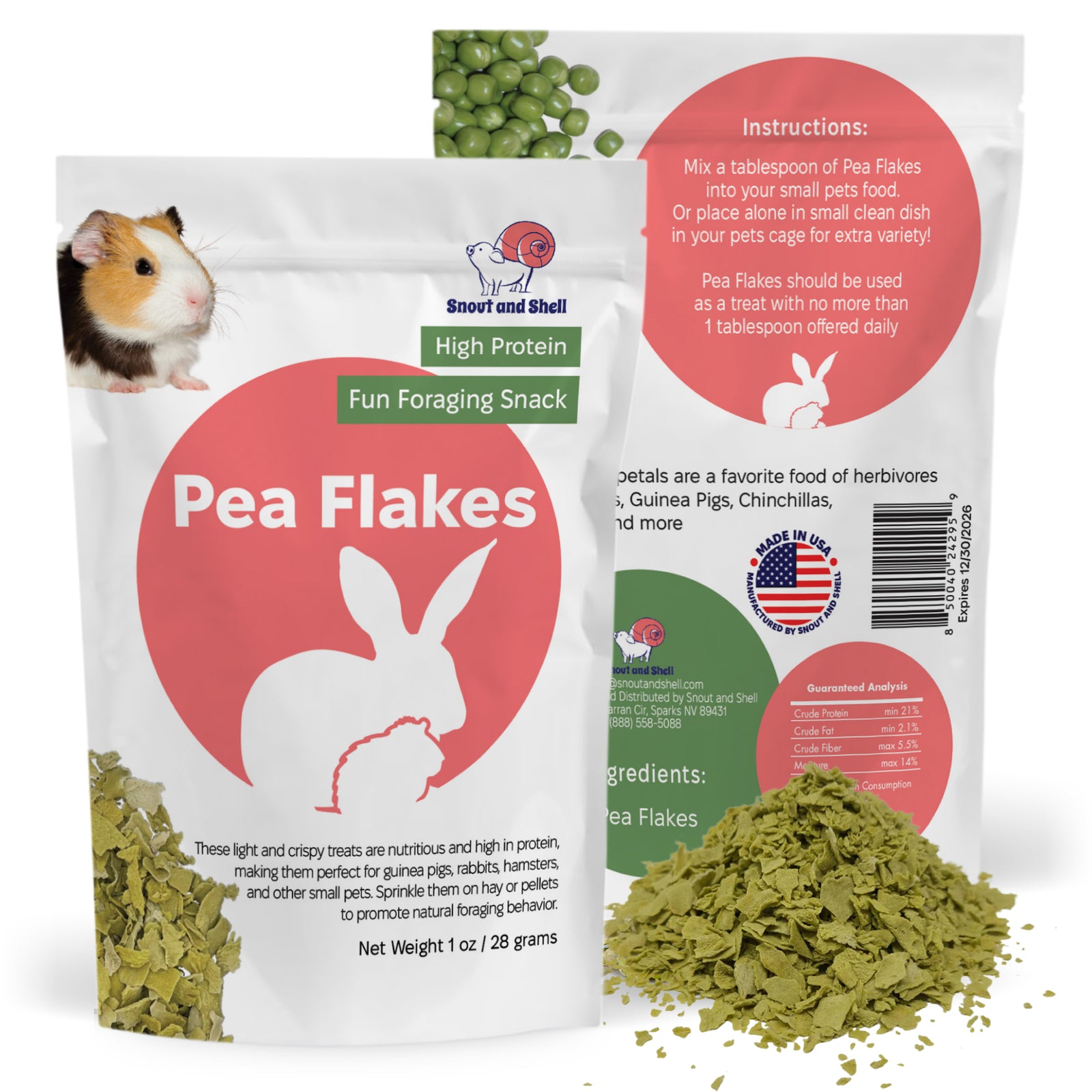 Pea Flakes for Small Pets – 2 oz (28g)