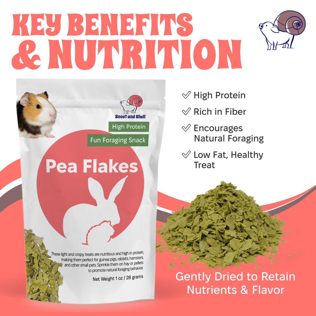 Pea Flakes for Small Pets – 2 oz (28g)