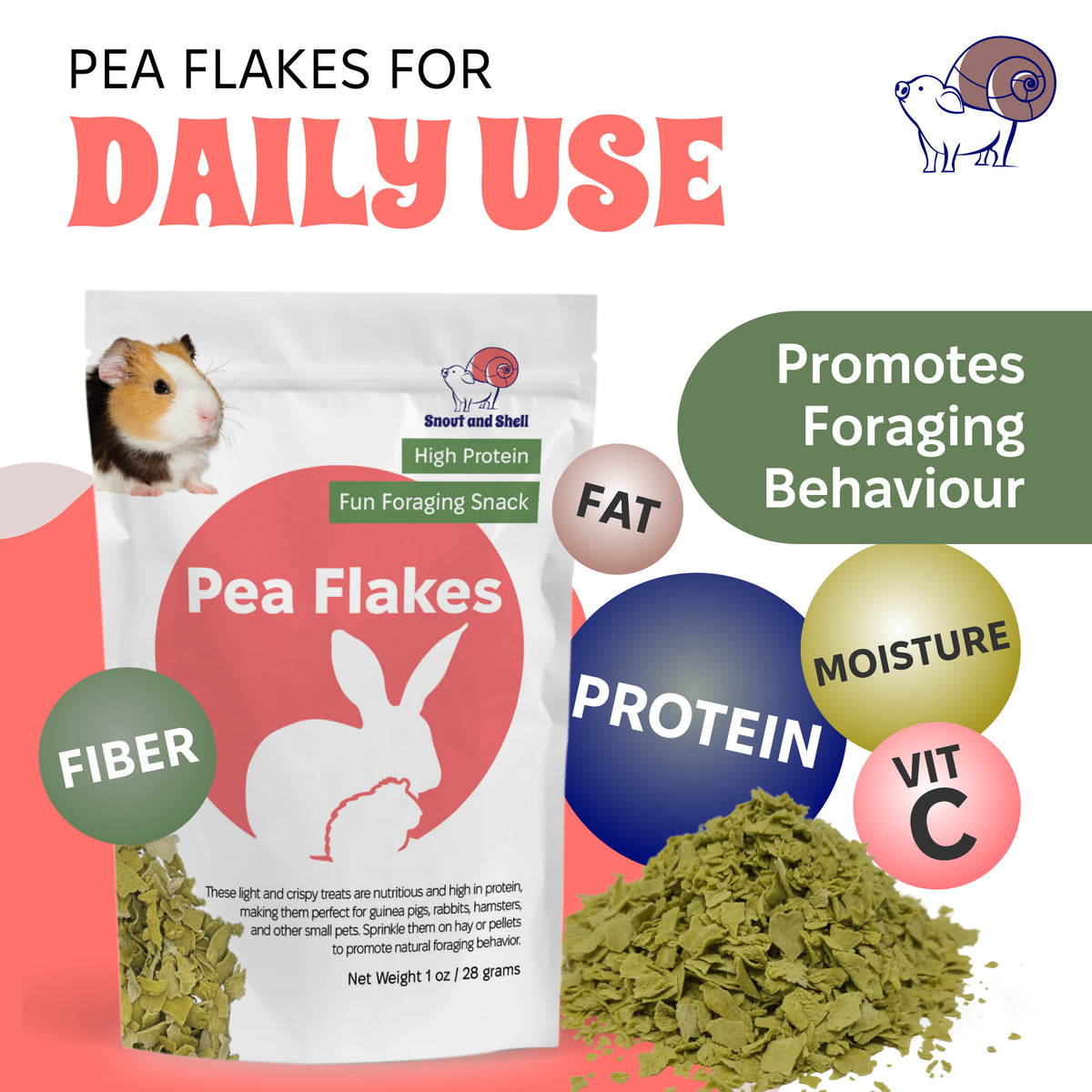 Pea Flakes for Small Pets – 2 oz (28g)
