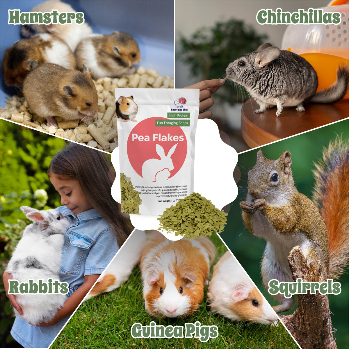 Pea Flakes for Small Pets – 2 oz (28g)