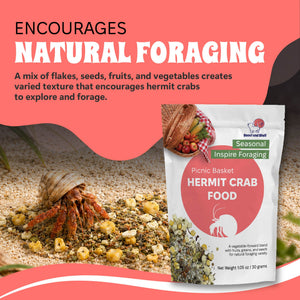 Hermit crab food package about encouraging natural foraging