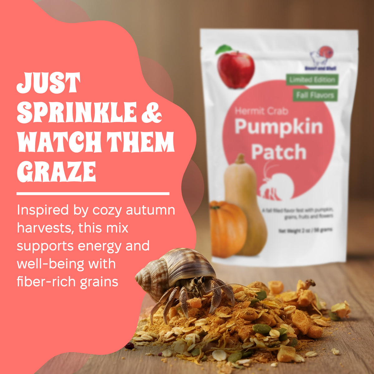 Pumpkin Patch Hermit Crab Food – Limited Edition  – 2 oz (56g)