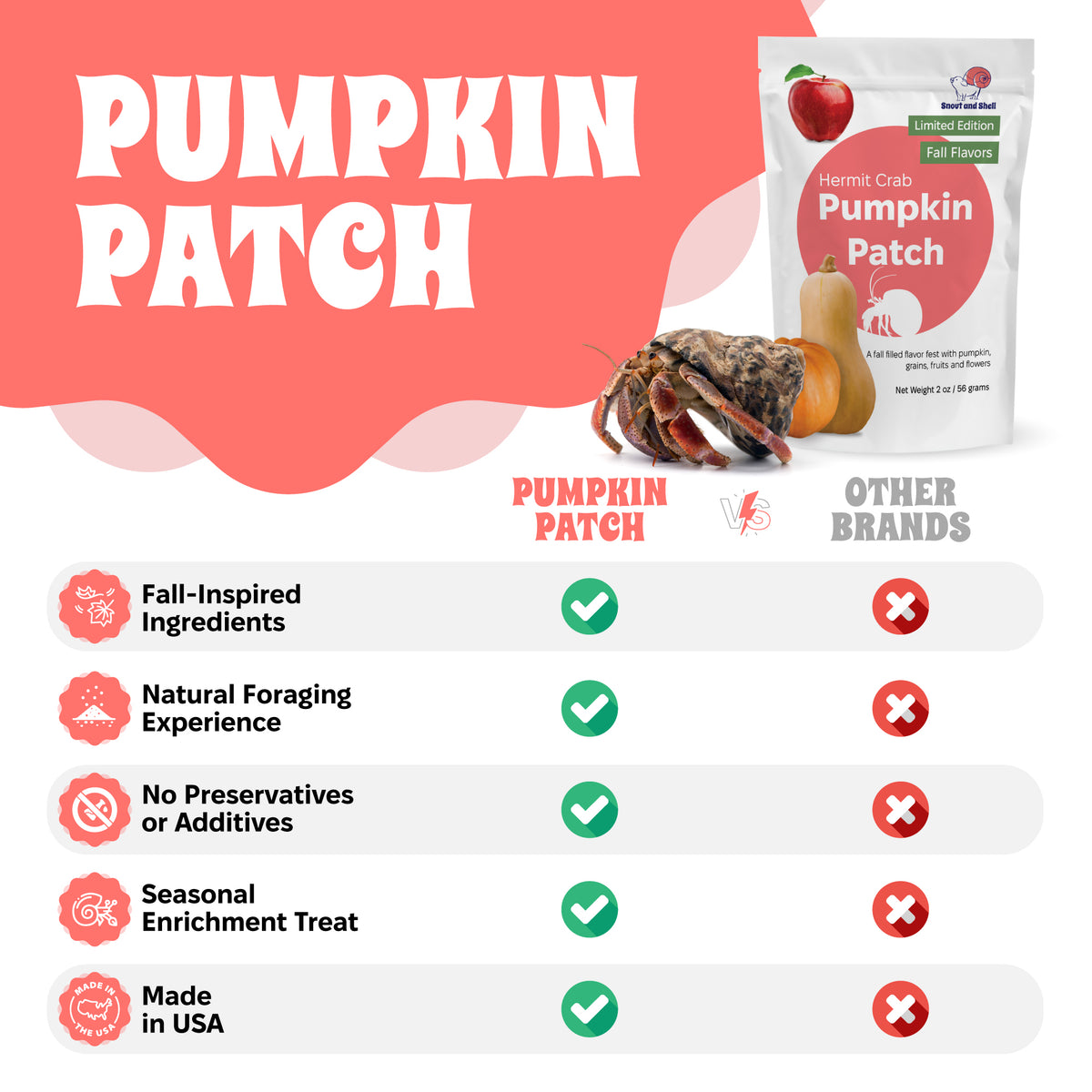 Pumpkin Patch Hermit Crab Food – Limited Edition  – 2 oz (56g)