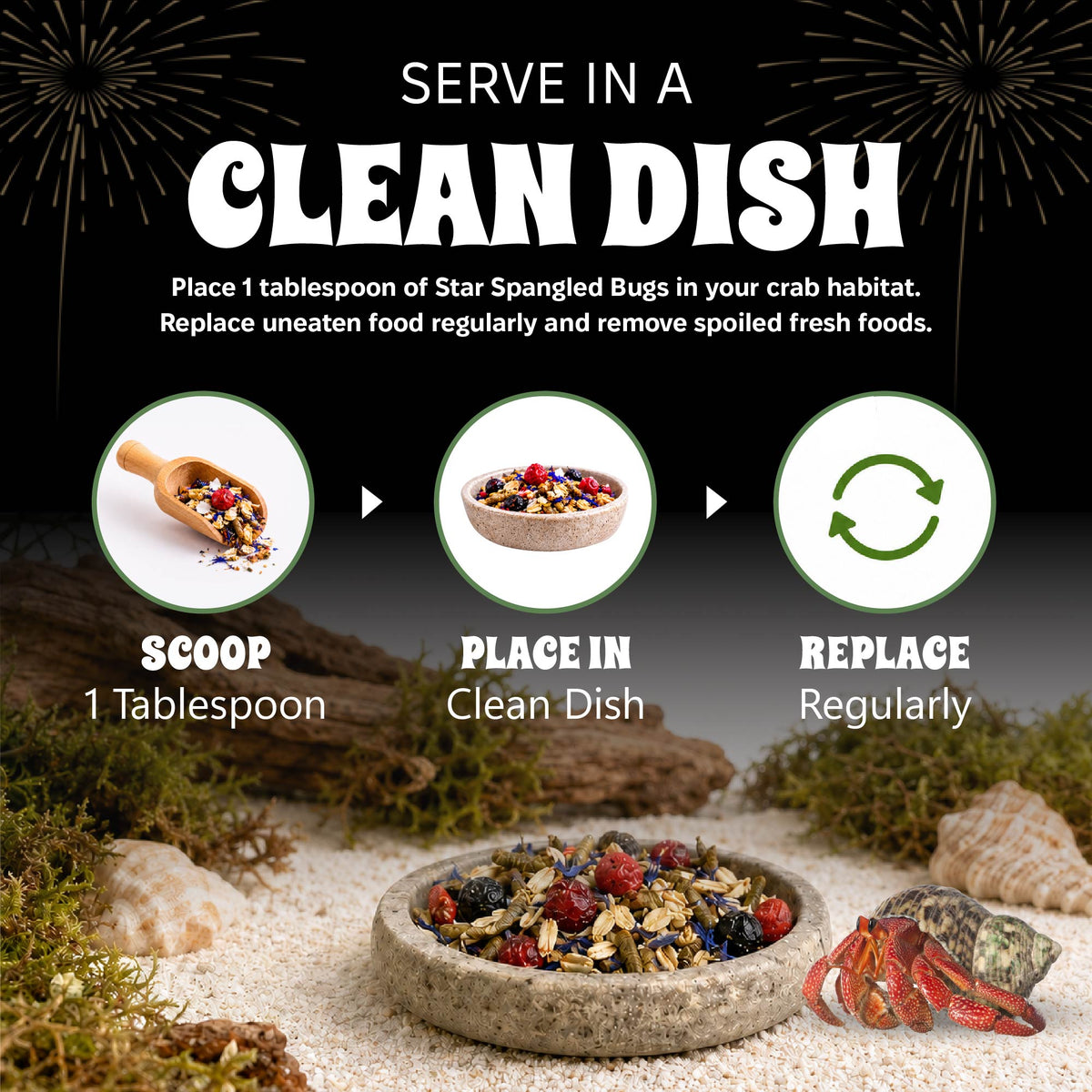 Instructions for using Star Spangled Bugs in a crab habitat
