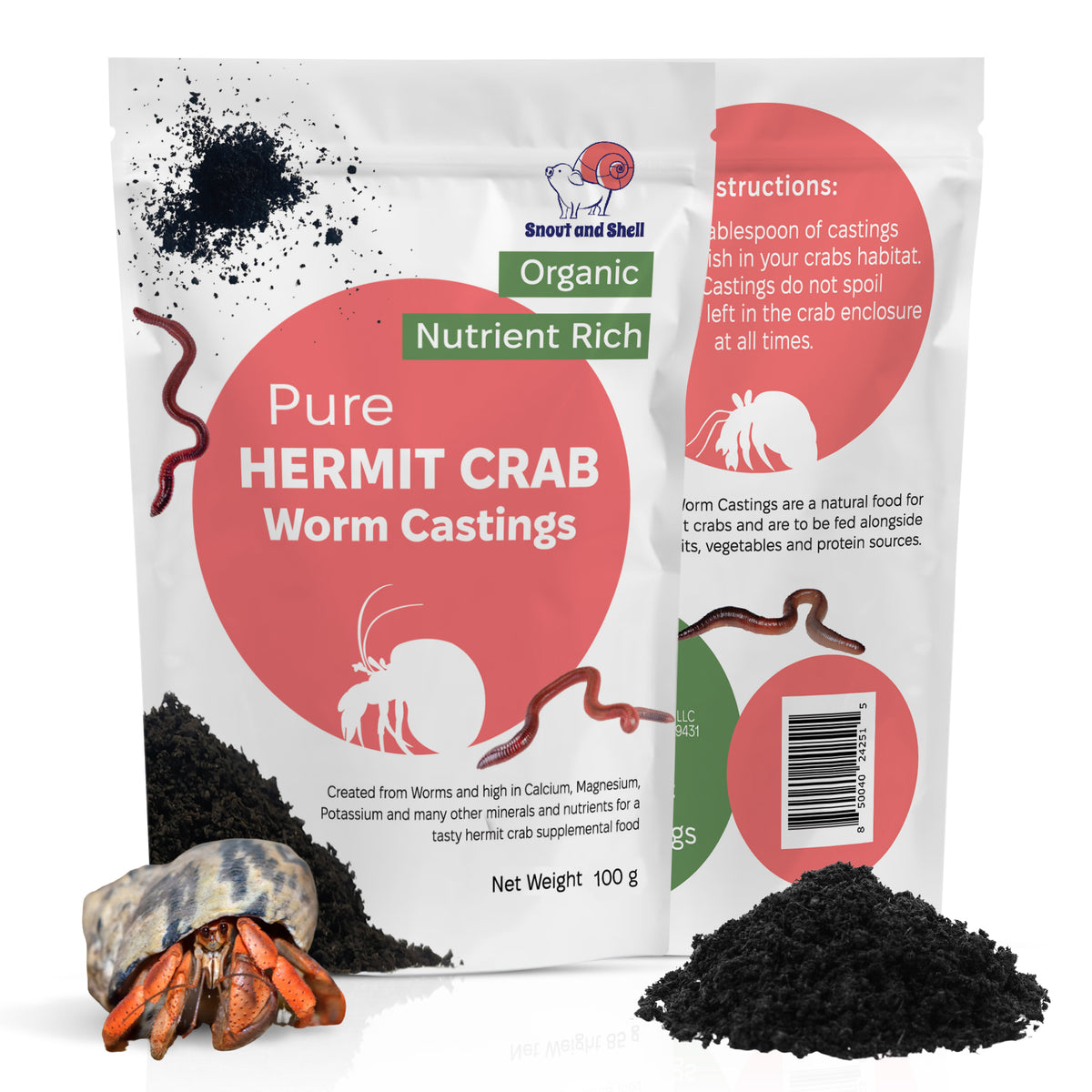 Organic Pet Hermit Crab Worm Castings